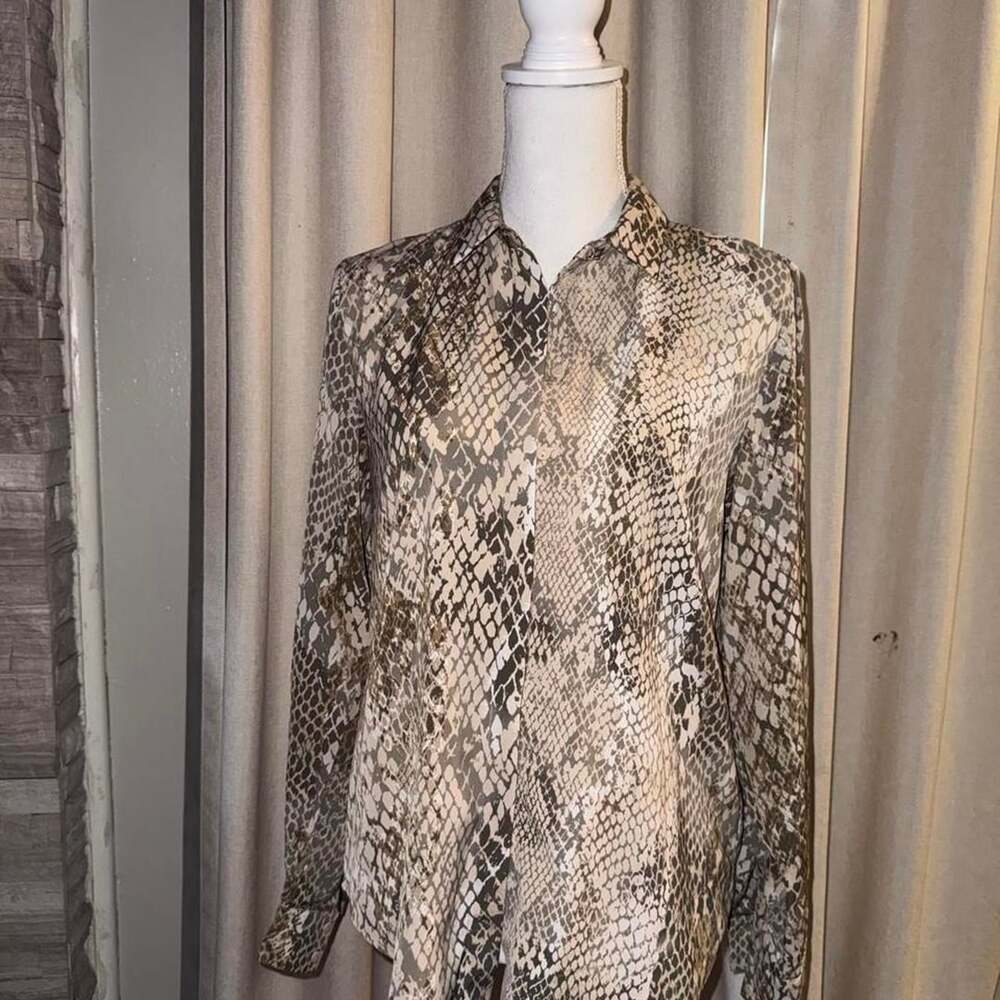 H&M Snakeskin Print Button-Up Blouse Size US 4